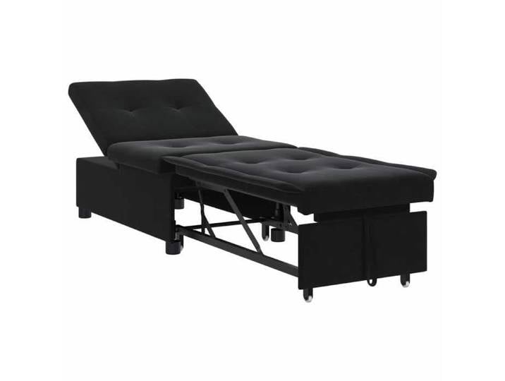 Canapé-Lit noir 194x67x82 cm velours convertible moelleux teinte sobre salon luxueux design raffiné