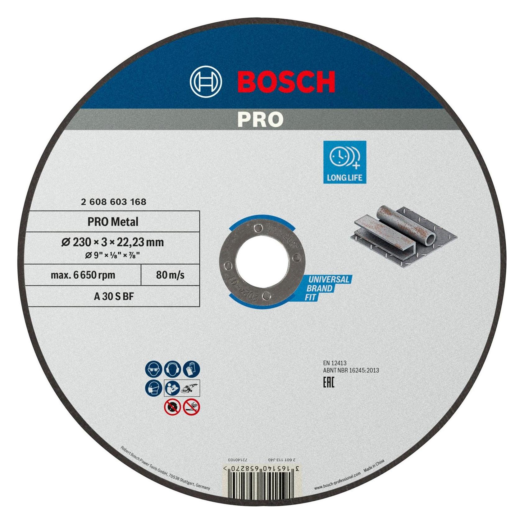 Bosch Professional Zubehör PRO Metal Trennscheibe, 230 x 3 x 22,23 mm (2608603168)