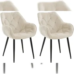 CLP 2er Set Stuhl Tanna Samt creme