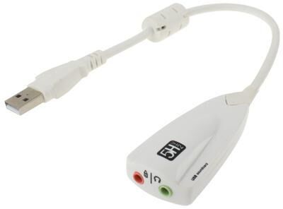CaseAndConnect SteelSeries 5H V2 USB Sound Adapter With 7.1 Virtual Surround Sound External Sound Card white