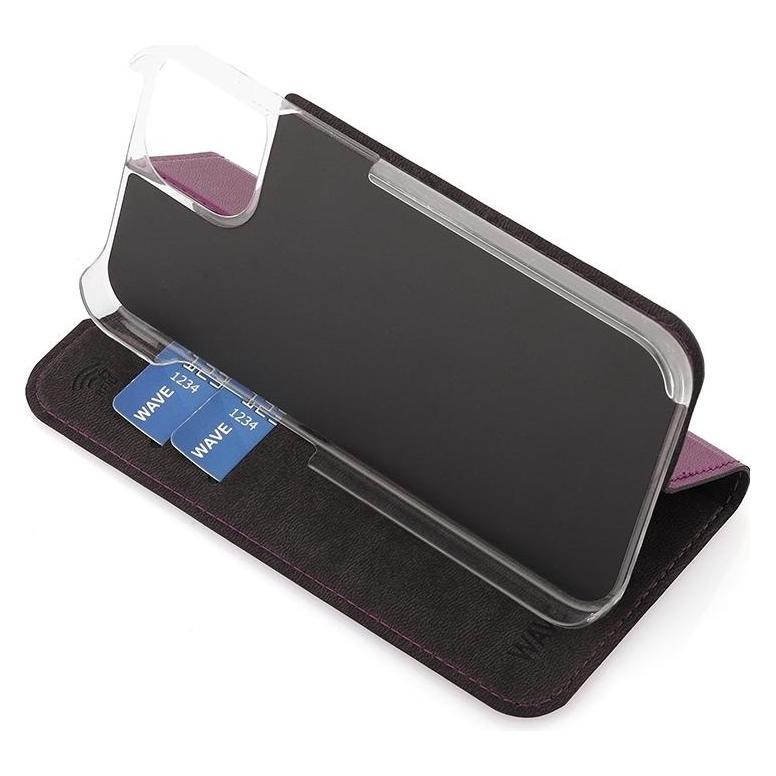 Wave BookCase -suojakotelo, iPhone 14, Smoky Sangria (Apple iPhone 14) (WAVE-BC-AP-IP14-SM)