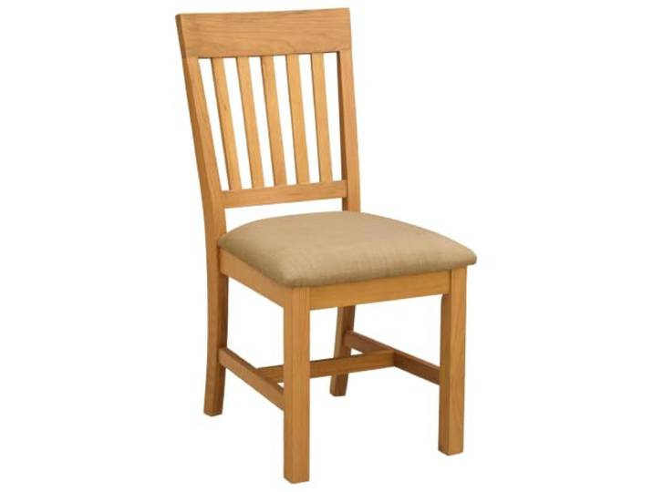 HKLGBVCR Esszimmerstuhl, 2 Stück, massives Eichenholz, Beige Eichen-Finish, natürliche Holzmaserung, quadratische Beine, Schaumstoffpolsterung, ergonomischer Sitz