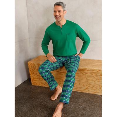Pyjamaoberteil WÄSCHEPUR "Schlafanzug-Shirt", Herren, Gr. 56/58, grün, 100% Baumwolle, unifarben, Shirts