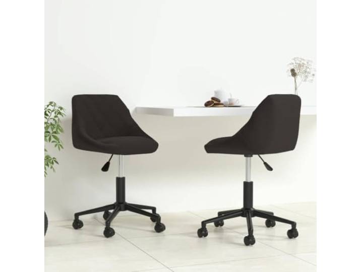 KGHFDVB Drehbare Esszimmerstühle 2er Set Schwarz Samt mit Rollen 360 Grad drehbar, höhenverstellbar, Stahlgestell pulverbeschichtet, Rollen, modernes Design