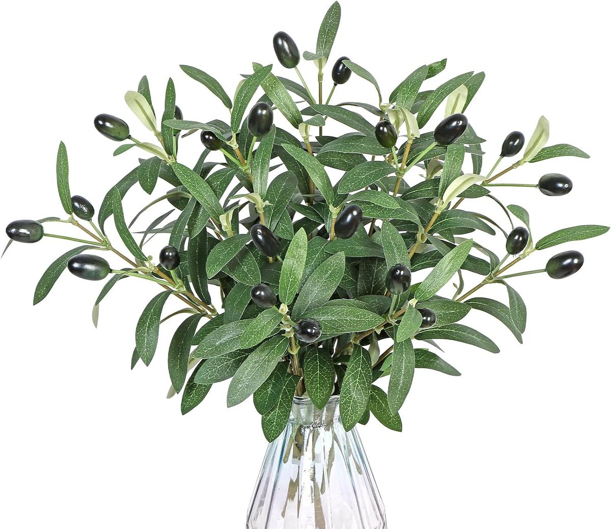 SnelShoppen Kunstmatige Olijftakjes, 10 stuks, Groene decoratie voor tafelvazen en bruiloft boeketten, Lengte: 30 cm