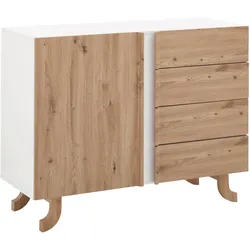 Sideboard Vira Weiß/Kieferfarben Echtholz