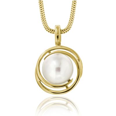 Kettenanhänger FIRETTI "Schmuck Geschenk Gold 333 Halsschmuck Anhänger für Halskette", gold (gelbgoldfarben, weiß), Schmuckanhänger, Damen, Gelbgold 333 Perlen, 1,45 g, Gelbgold 333, Perlen, Kettenanhänger, mit Süßwasserzuchtperle