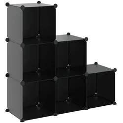 vidaXL Regalsystem mit 6 Würfeln Schwarz PP