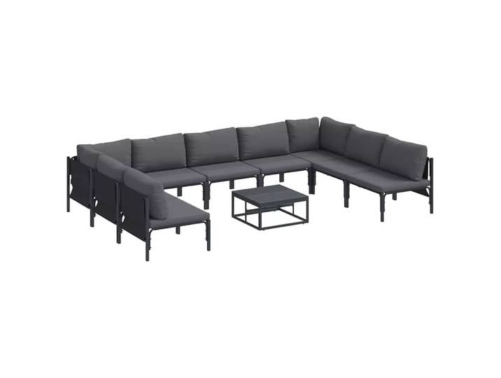 VidaXL - Outdoor-sofagarnitur stahl, One Size, Schwarz