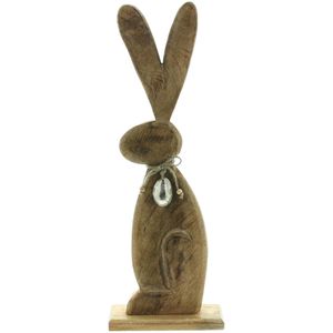 Frank-Flechtwaren Osterdeko 778111, braun, Hasenfigur aus Mangoholz, 63 cm