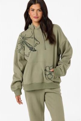 O'Neill s Hibiscus Oversized Hoodie in Sage, Size Large