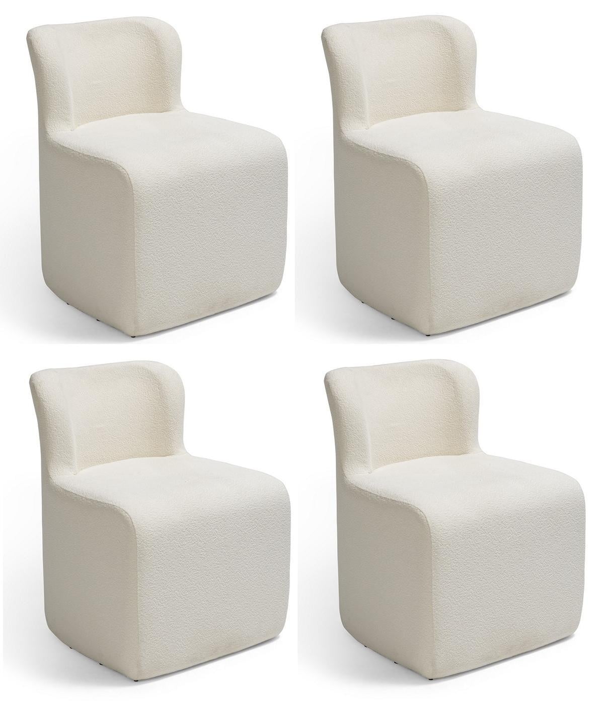 JVmoebel Stoelset in wit textiel met modern design