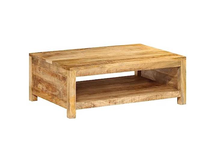 Tmriohed Couchtisch Massivholz Mango Sofatisch mit Fach 80x55x30 cm Stilvoller Beistelltisch aus Echtholz für das Wohnzimmer, bietet praktische Ablagefläche und ein verteiltes Innenfach.