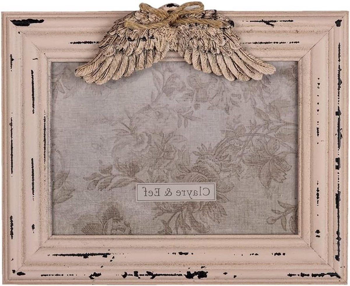 Fotolijst met Vleugels in Roze - Romantische Shabby Chic Wissellijst - 18 x 13 cm