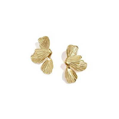 Paar Ohrhänger ADELIA´S "LIVAYA Ohrringe Ohrhänger mit floralem Design aus Edelstahl", Damen, Gr. Damen, Edelstahl, gold (silberfarben), Ohrringe, Trendig durch die strukturierte Blütenform
