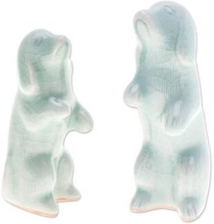 Novica Handmade Playful Friends Celadon Ceramic Figurines (Pair)