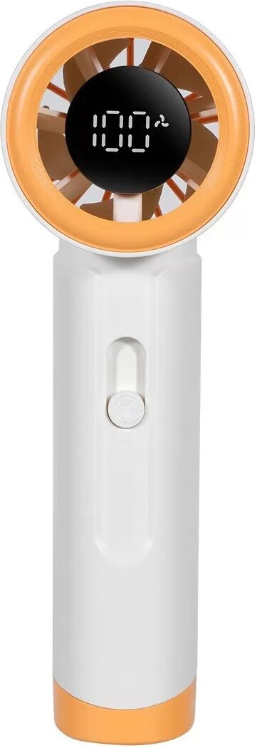 INF Digitaler Turbo-Handventilator mit LED-Anzeige, USB-C wiederaufladbar, 1-100 Geschwindigkeiten, lange Akkulaufzeit Beige