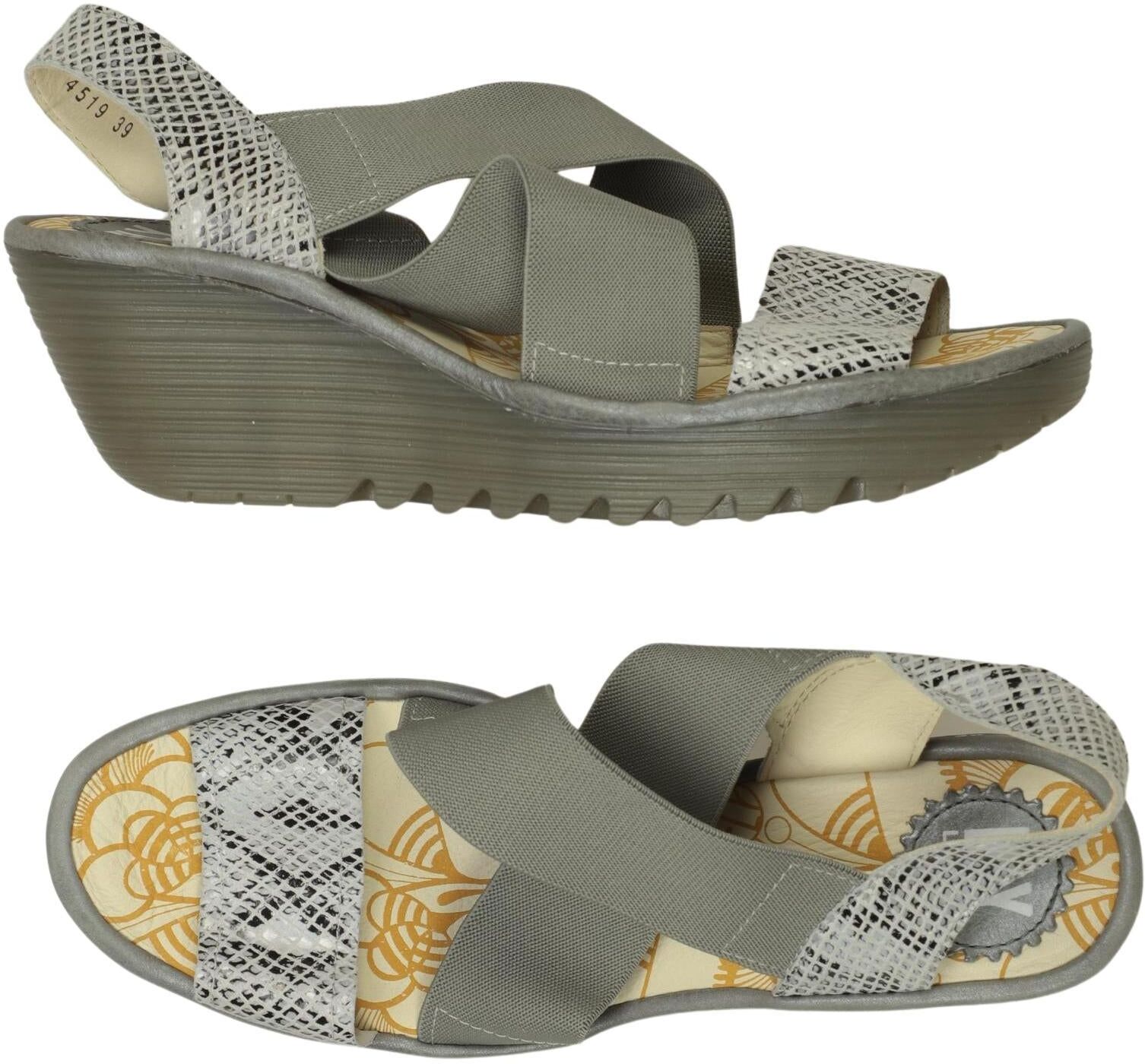 Fly London Damen Sandalen, Grau, Gr. EU 39, Leder - Second Hand