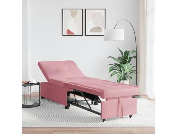HEFZGDB 3-in-1 Ausziehbares Sofa Bett in Rosa Velours - Verstellbares Schlafmöbel mit Weichem Bezug für Komfort und Stil, Perfekt für Kleine Wohnungen und Einfache Reinigung