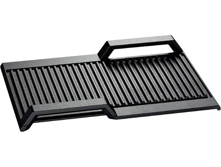 BOSCH Grillplattenaufsatz HEZ390522 , schwarz, B/H/T: 37cm x 25cm, Backbleche, für zusammengeschaltete FlexZonen bei Kochfeldern mit Induktion, Grillplattenaufsatz