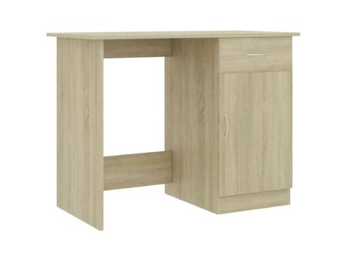 HKLGBVCR Schreibtisch Eiche Sonoma, 100 x 50 x 76 cm, Holz Integrierte Schublade, Aufbewahrungstür, Konsolentisch, Flur, kompaktes Arbeitsmöbel, Holzwerkstoff