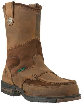 "Georgia Boot Athens 10"" Wellington SteelToe - Mens 8 Brown Boot Medium"