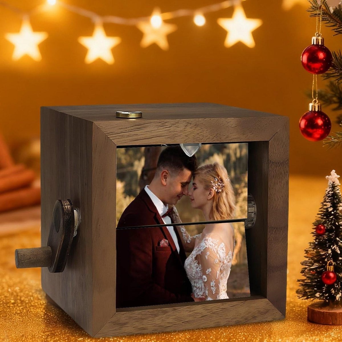 Interactief Foto Flipbook Album van Walnoot Hout voor 8-16 Foto's