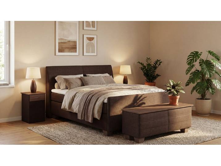 Meisterbetten Boxspringbett Syma (Fußteil, 7-Zonen Taschenfederkernmatratzen, Ergoflex), Inklusive kostenloser Lieferung und Aufbau