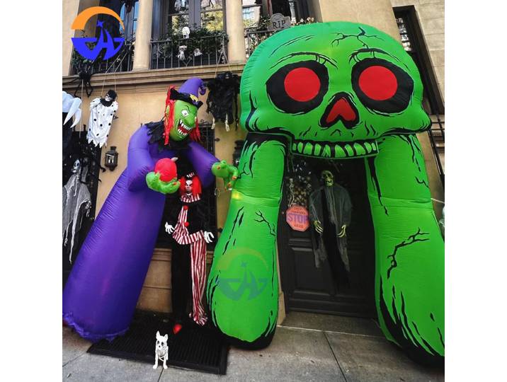 Arc de crâne fantôme vert gonflable Durable, arc de Zombie Portable, accessoire de décoration d'halloween