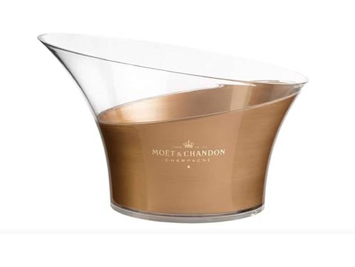 Moët & Chandon Champagne Flaschenkühler Prestige Vasque Eiseimer Gold Transparent Eiswürfel Behälter für bis zu 6 x 0,75 l oder 2 x 1,5l Magnum Champagner Flaschen