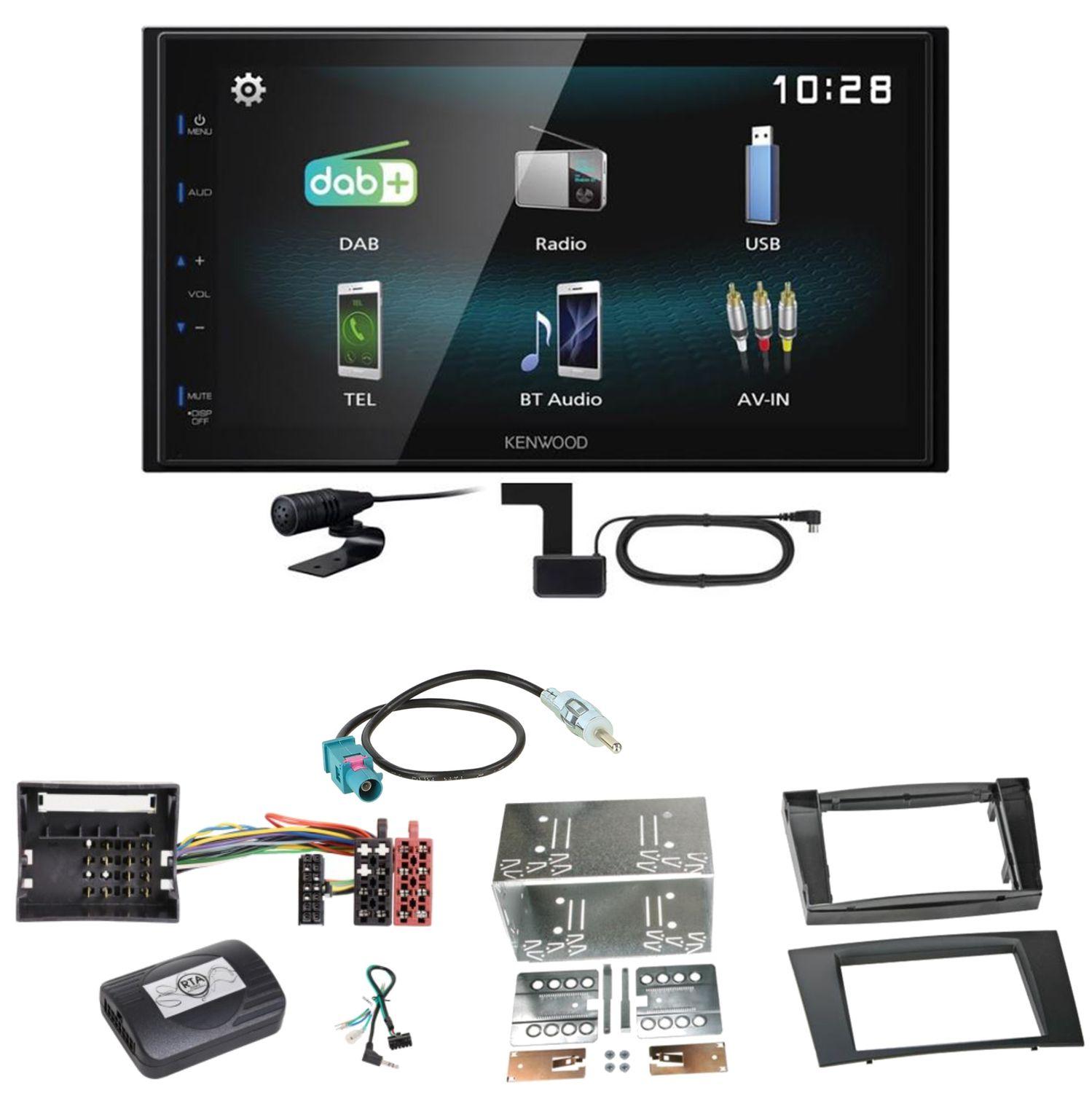 Kenwood DMX-125DAB Bluetooth MP3 USB DAB+ Einbauset für Mercedes W211 CLS W219