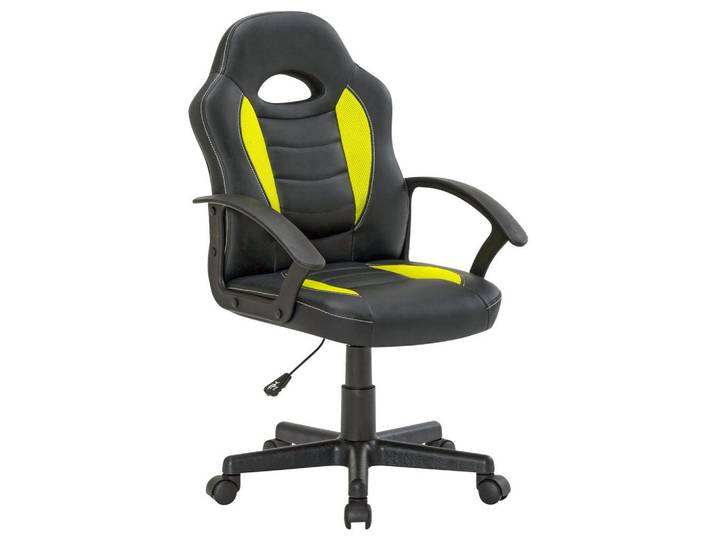 Bürostuhl Candy mit Armlehnen Lederlook Schwarz/Grün