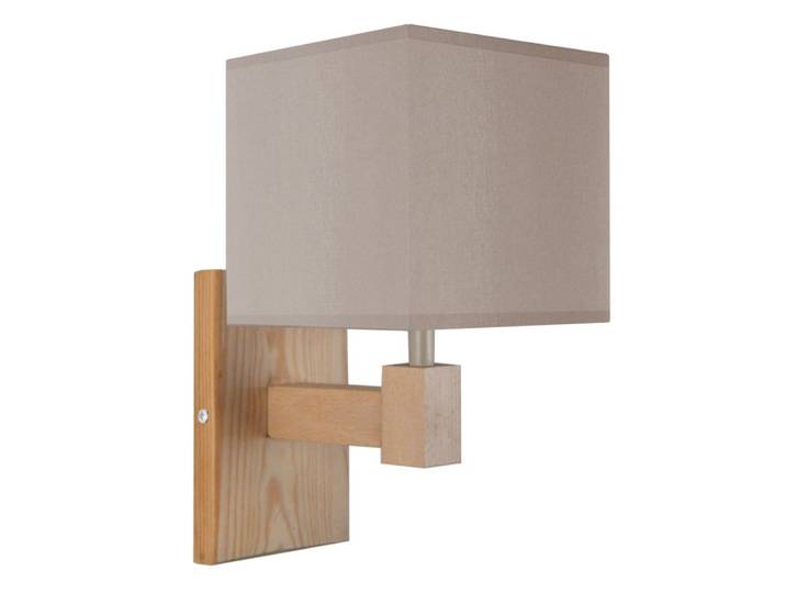 Applique bois naturel abat-jour tissu taupe