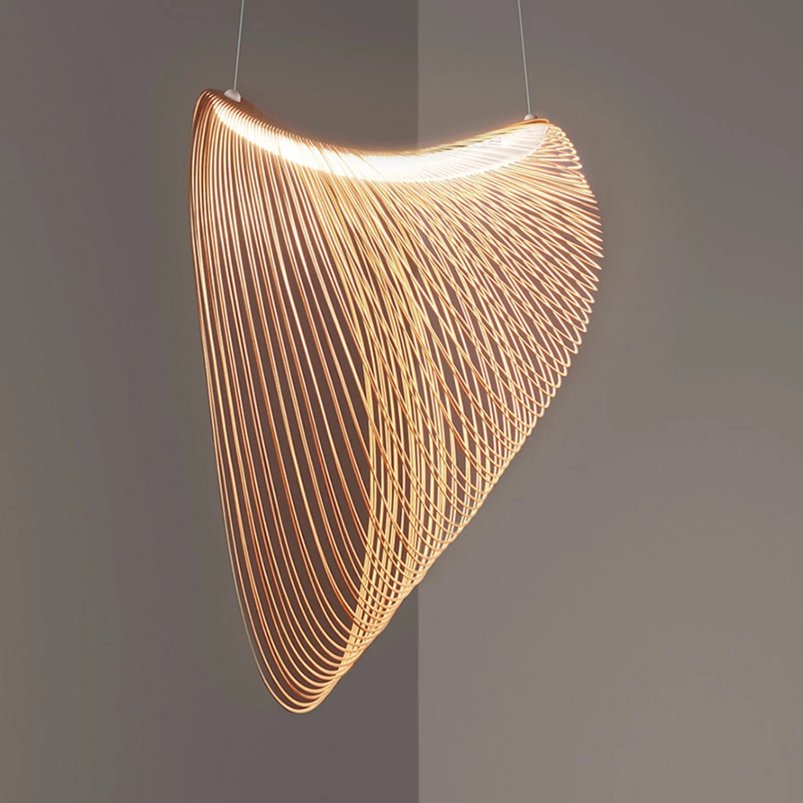 Luceplan Illan LED hanglamp van hout, Ø 100 cm, dimbaar