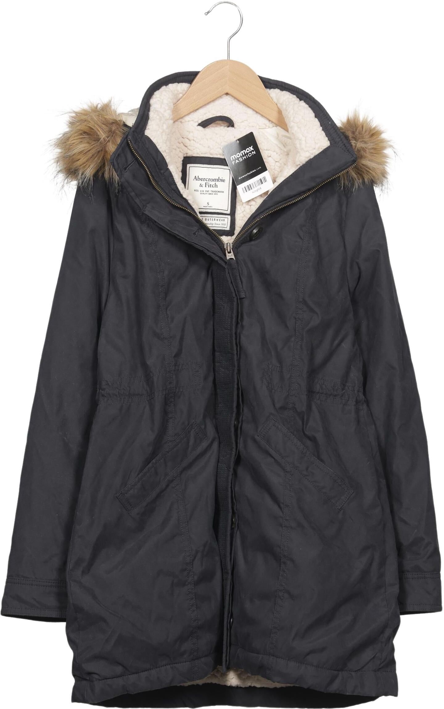 Abercrombie & Fitch Damen Mantel, Grau, Gr. S, Synthetik - Second Hand