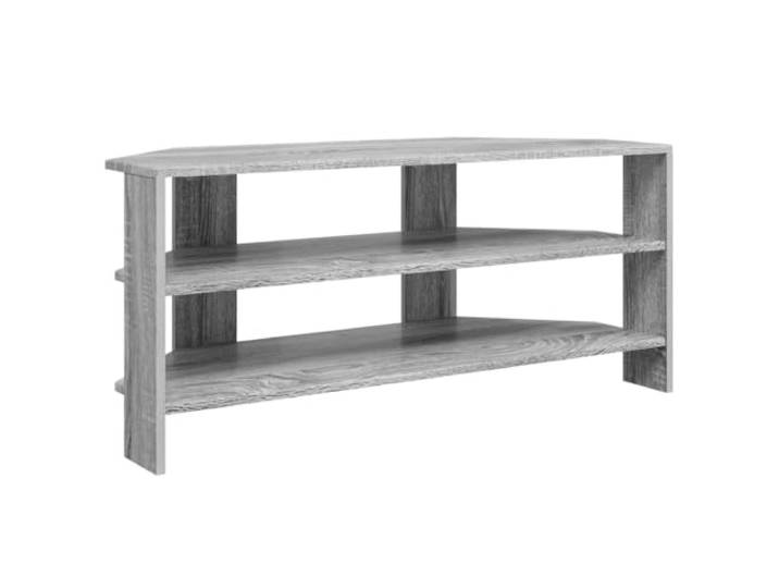 GHVBNMF Eck TV Schrank Graues Sonoma 102x40,5x45 cm Holzwerkstoff Kompaktes Eckmöbel fürs Wohnzimmer mit 2 offenen Fächern, meidet Blendlicht dank matter Oberfläche in Grau.