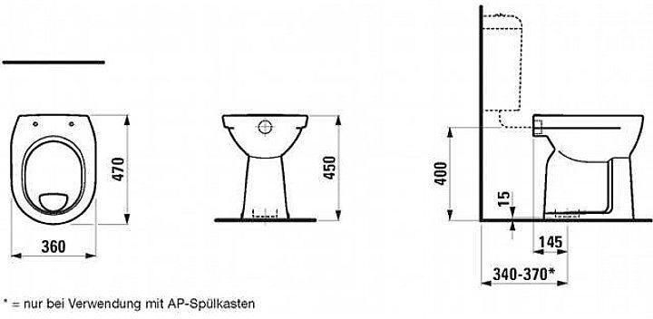 LAUFEN PRO Stand WC Flachspülklosett 36 x 47 cm