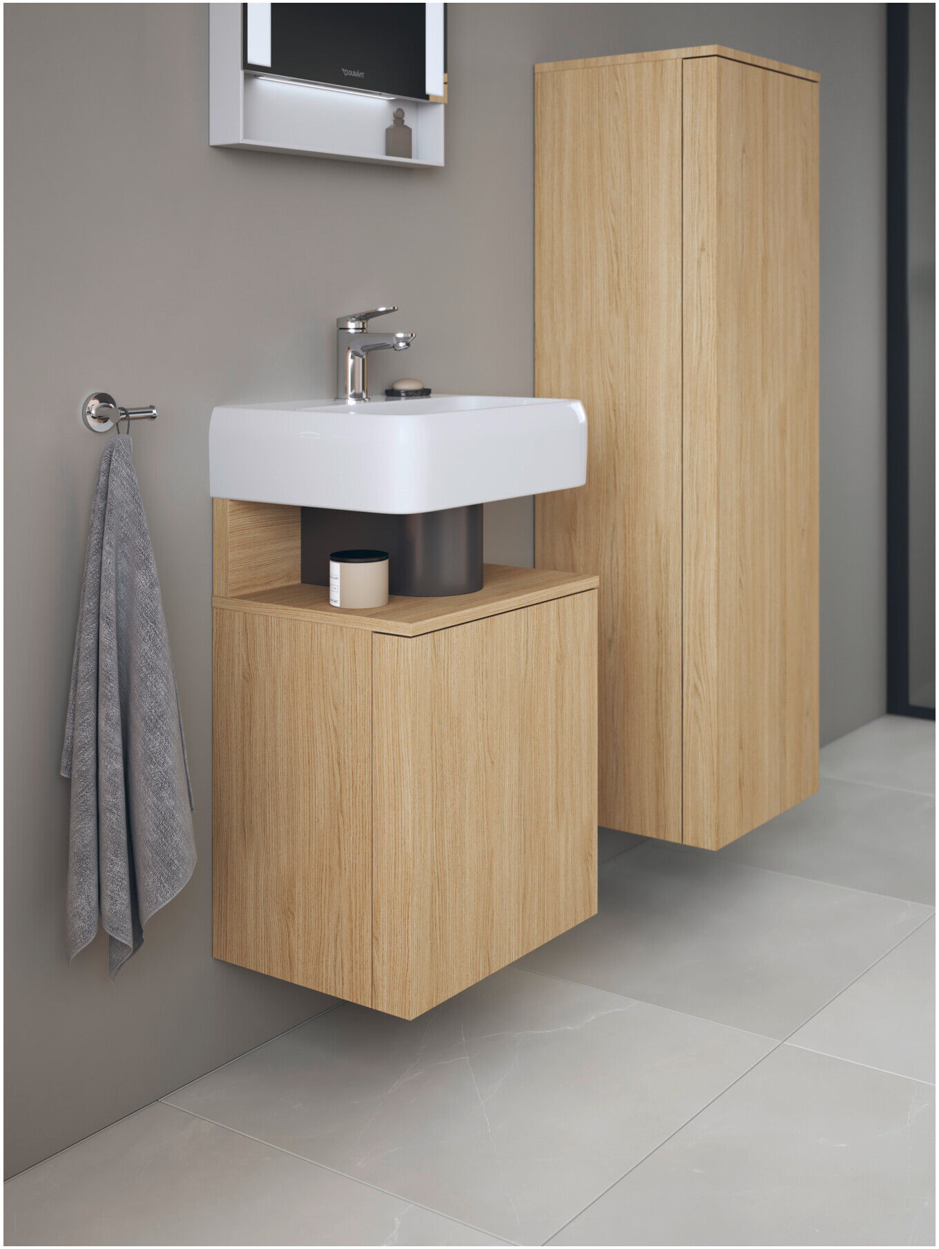 Duravit Waschtischunterschrank Qatego 44x35x64,5cm, 1 T., T. li, Eiche Natur (QA4076L30300000)