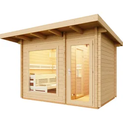 Infraworld Gartensauna Terra 2B - 70 mm mit Saunafenster 144 x 162 cm