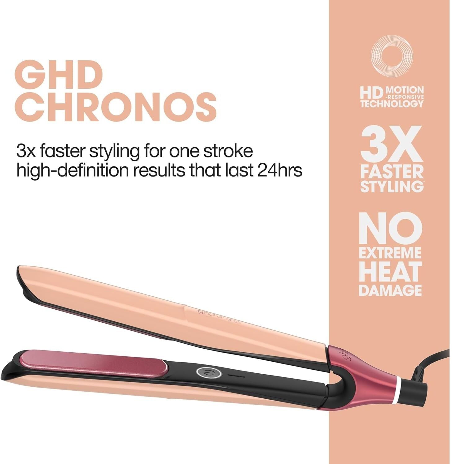 ghd Chronos Professional HD Motion-Responsive Styler – 3X Faster Styling, 85% More Shine & Maximum Breakage Protection