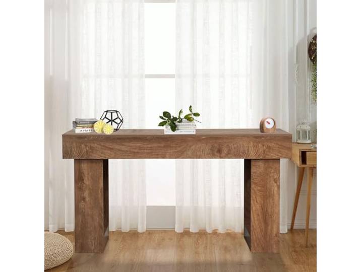 GarveeMore 63-Zoll Konsolentisch aus Holz –Schmale Sofatablett in Holzfarbe Rustikaler Farmhouse-Eingangstisch für Flur & Wohnzimmer