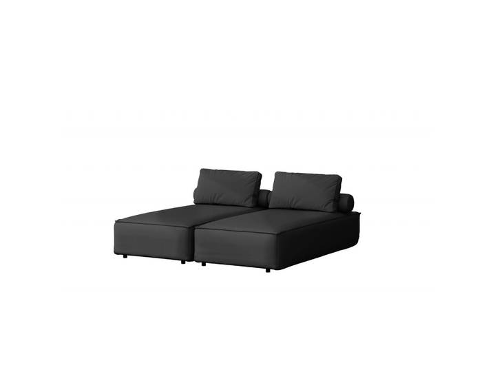 Kaiser Möbel Gartenchaiselongue Doppelter Malibu Schwarz, Holz, 180x73x194 cm, Gartenmöbel, Gartenliegen