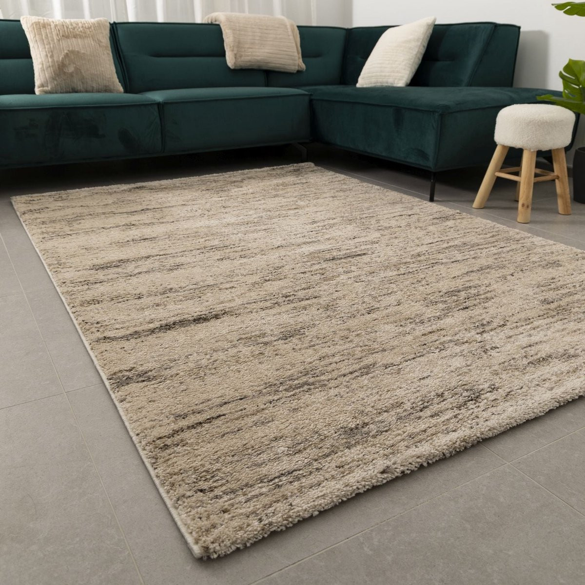 Koho Belgian Premium Laagpolig Vloerkleed Crème met Grijs - 140 x 200 cm