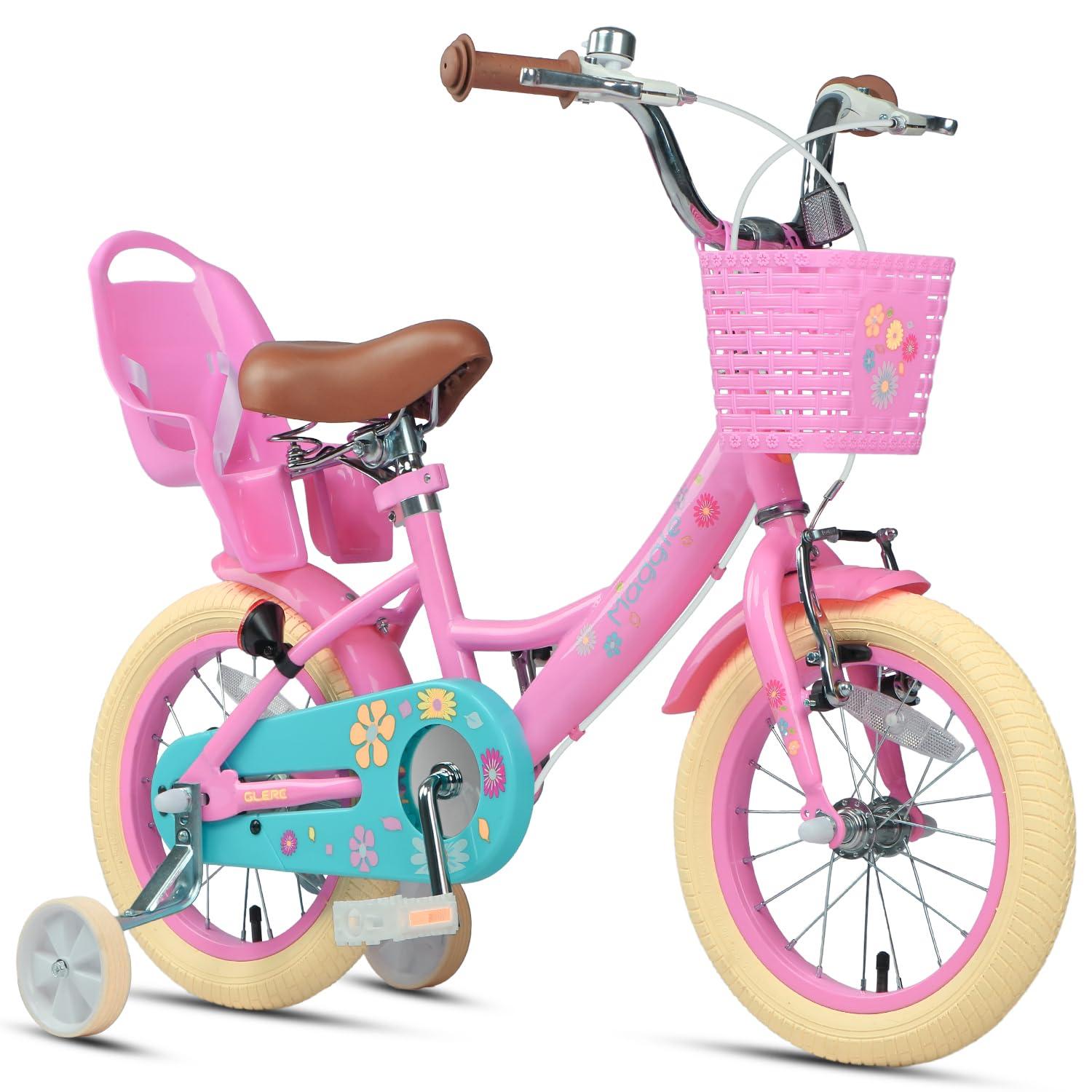 Mädchenfahrrad Kinderfahrrad Puppensitz - 12 Zoll - Stützräder - Gepäckträger - Für 2 bis 4 Jahre