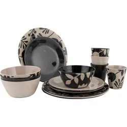 Bo-Camp Mix & Match Geschirr-Set 16-tlg. beige/schwarz
