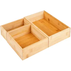 3er Set Aufbewahrungsbox Bambus 23x15cm / 15x15,5cm / 7,5x15cm