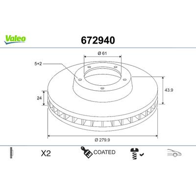 Valeo Bremsscheibe [Hersteller-Nr. 672940] für Mercedes-Benz, Renault
