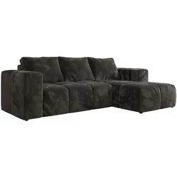 ECKSOFA MONIVA Dunkelgrau Plüsch - Rechts