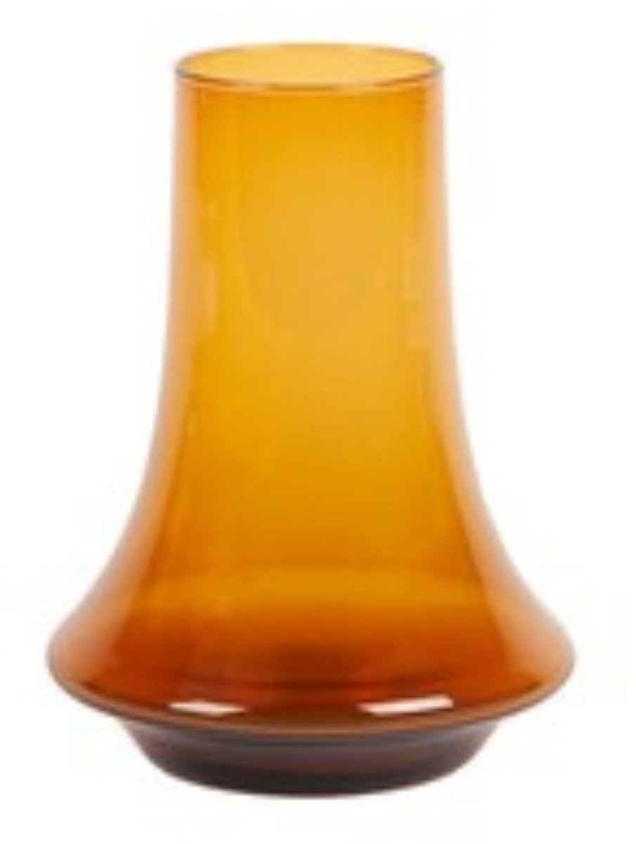 XLBoom Spinn Vaas Small Amber - Mondgeblazen glazen design vaas door Frederik Delbart - B/D/H: 15 x 15 x 18,75 cm