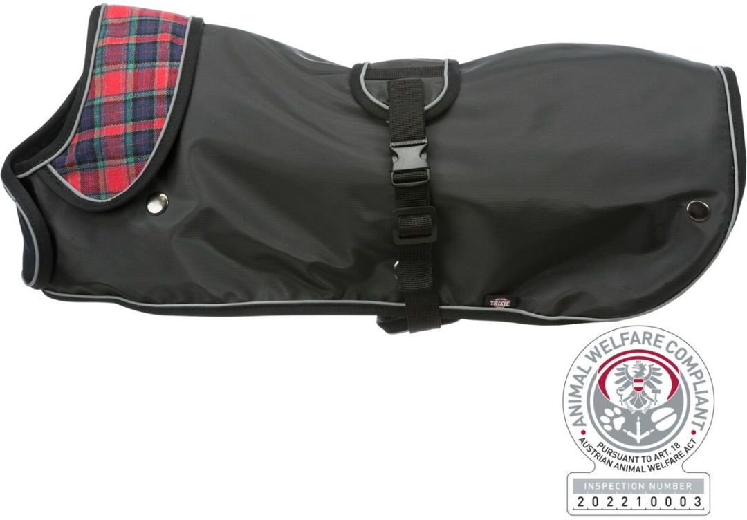 TRIXIE Mantel Hermy, S: 33 cm, schwarz / rot